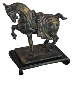 LL-FR - Vintage Cast Iron Tang Style Horse Sculpture