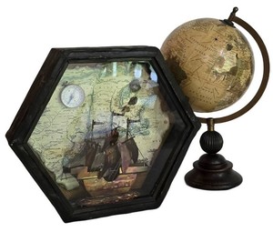 LL-FR - Globe & Ship Shadow Box Wall Decor Mixed Lot