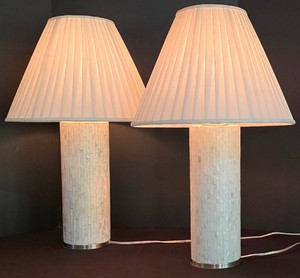 LL-FR - Litesun A-2165T Marble Tile Table Lamps Pair