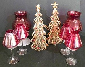 LL-BR1 - Decorative Christmas Trees & Glass Candle Holders Mixed Lot