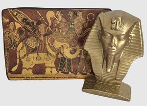 LL-FR - Telvatta Shrine Plaque & King Tut Bust Mixed Lot