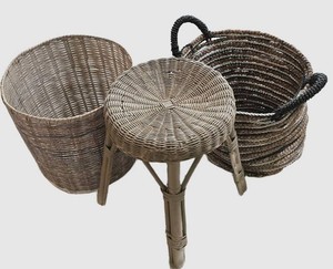 LL-FR - Wicker Stool & Basket Mixed Lot