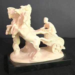 LL-FR - Vintage Gino Ruggeri Horse Chariot Sculpture