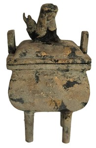 LL-ST - Vintage Cast Iron Censer Incense Burner With Foo Dog Lid