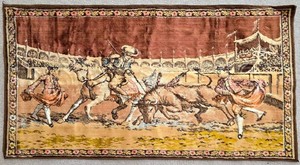 LL-ST - Vintage Textile Bullfight Wall Tapestry