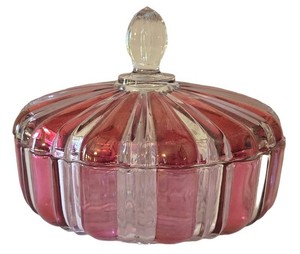 K - Vintage Anchor Hocking Old Cafe Covered Candy Dish