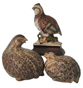 K - Ceramic Bird Figurine Trio UCG Marked