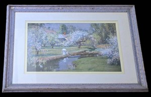 K - Vintage Lady With Parasol Framed Print