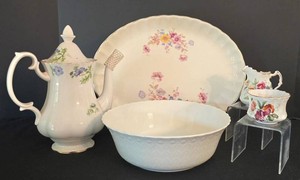 K - Vintage Bone China Floral Serving Pieces Mixed Lot