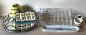 LR - Vanity Tray Set Mirrored Tray, Cosmetic Holder, Organizer & More