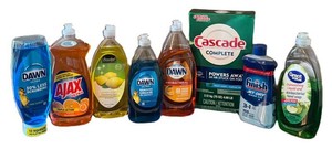 K - Dish Soap & Detergent Mixed Lot of 8 - Dawn, Ajax, Cascade, Finish, Great Value