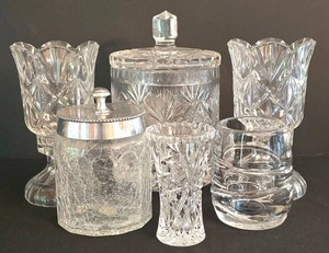 K - Crystal Canister Set, Candleholders, Vase & Tumbler Mixed Lot
