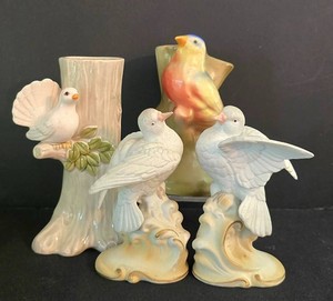 K - Vintage Bird Vases Lefton Otagiri & Slovakian Mixed Lot