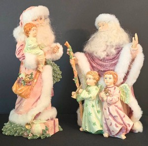 LR - Christmas Santa Figurines Pair With Children