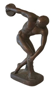 LR - Bronze Discus Thrower Sculpture 8in X 13in