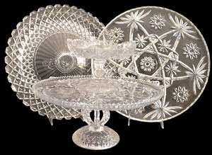 LR - Crystal Serving Pieces Mixed Lot 4 Piece 14in Platter
