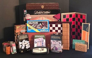 LR - Board Game Mixed Lot - Scrabble, Chess, Backgammon, Dominoes & More