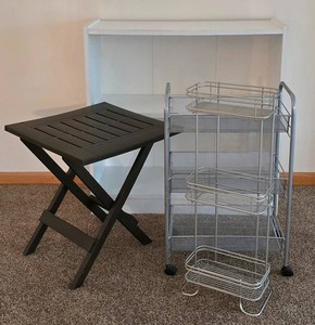 LR - Storage Furniture Mixed Lot Folding Table Rolling Cart Rack
