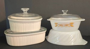 LR - Casserole Dish Set Fire-King & CorningWare 4-Piece