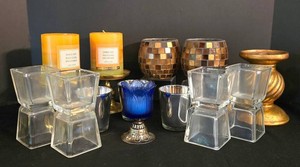 LR - Candle Holders - Assorted Glass, Mosaic & Metal