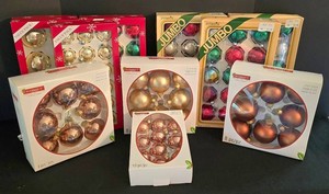 LR - Christmas Globe Ornaments Mixed Lot of 10 Boxes - Pyramid, Celebrate It & Target