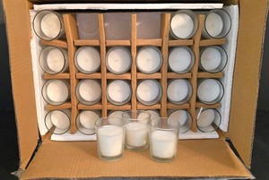 LR - Glass Votive Candles - Hosley Clear Glass 48 Pack New in Box