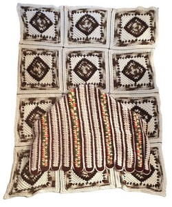 DR - Afghan Blankets - Granny Square & Striped (Lot of 2)