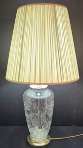 LR - Table Lamp Cut Crystal Glass Base With Pleated Shade