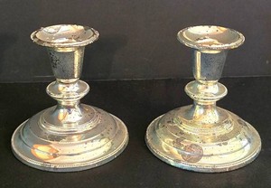 LR - Silver Plate Candle Holders Pair 4 in