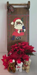 LL-ST - Christmas Santa Sled Tabletop Arrangement Bears & Poinsettia
