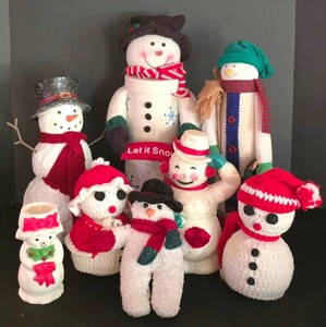 LL-ST - Snowman Figures & Candles Mixed Lot Avon Mrs Snowlight, St Nicholas Square