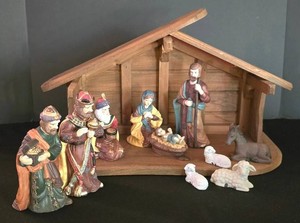 LL-ST - Nativity Set MaxCraft Wooden Manger (Lot of 12)