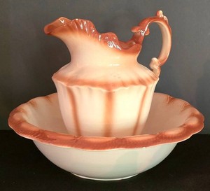LL-ST - Vintage Pitcher and Washbowl Set 10in Pitcher 15in Washbowl