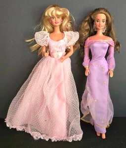 LL-ST - Barbie Dolls Princess Jasmine & 1990 Bridesmaid (Lot of 2)
