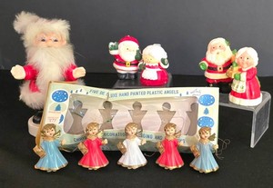 LL-ST - Vintage Christmas Ceramic Santa, Angel Ornaments, Salt & Pepper Set & Candles Mixed Lot
