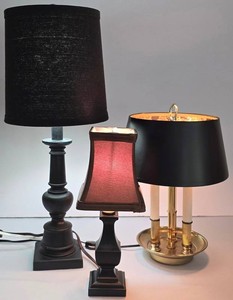 LL-ST - Table Lamps (Lot of 3) Black & Brass