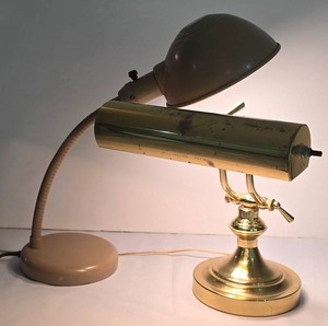 LL-ST - Adjustable Desk Lamps Powell Brass & Tan (Lot of 2)