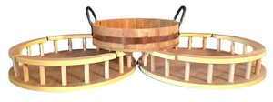 K - Wood Lazy Susan Set With Basket (Lot of 3)