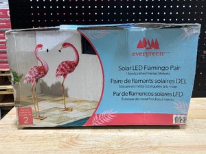 Evergreen Metal Solar LED Flamingo Pair