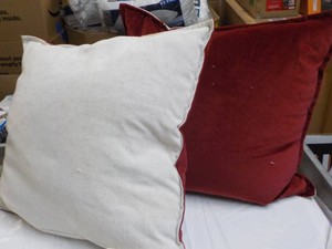 Red and Cream Throw Pillow Standard...