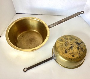 Pair of Antique Brass Hearth Pans
