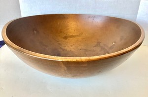 Large Antique Turned Wooden Bowl #2