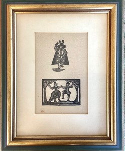 Framed Antique Woodcut Book Illustrations
