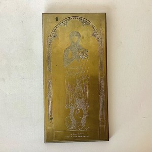 Famous English Etched Brass Plaque Sir Robert De Bures