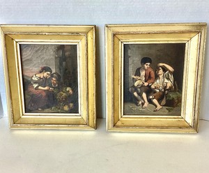 Pair of Small Antique Oil Paintings