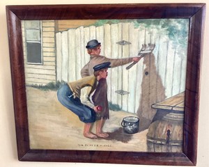 Fun Vintage Oil Painting Tom & Huck