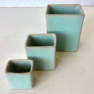 Trio of Mid Century Nesting Pottery Vases