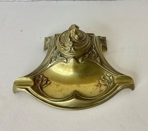 Art Nouveau Cast Brass Ink Stand