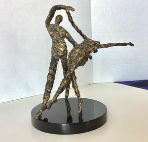 Mid Century Brutalist Bronze Sculpture Dancers