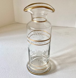 Antique Etched Blown Glass Oil & Vinegar Cruet (Hawkes)